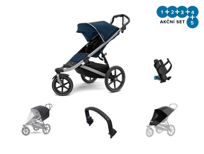 Thule Urban Glide 2 Alu / Majolica Blue  + pláštěnka + madlo + ochranná síť + držák na pití + DOPRAVA ZDARMA