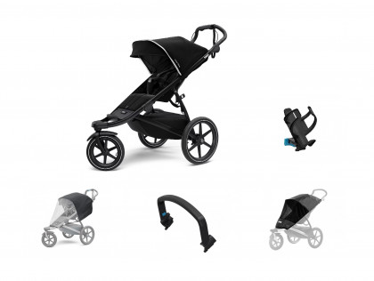 Thule Urban Glide 2 Black + pláštěnka + madlo + ochranná síť + držák na pití + DOPRAVA ZDARMA