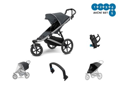 Thule Urban Glide 2 Dark Shadow + pláštěnka + madlo + ochranná síť + držák na pití + DOPRAVA ZDARMA