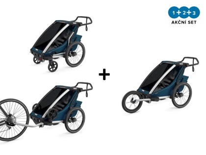 Náhled produktu - Thule Chariot Cross 1 Majolica Blue 2023 + bike set + kočárkový set + běžecký set