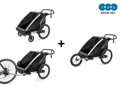 Thule Chariot Lite 2 Agave + bike set + kočárkový set + běžecký set + DOPRAVA ZDARMA