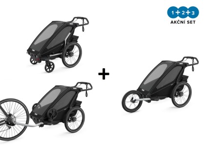 Thule Chariot Sport 1 Midnight Black + bike set + kočárkový set + běžecký set + DOPRAVA ZDARMA