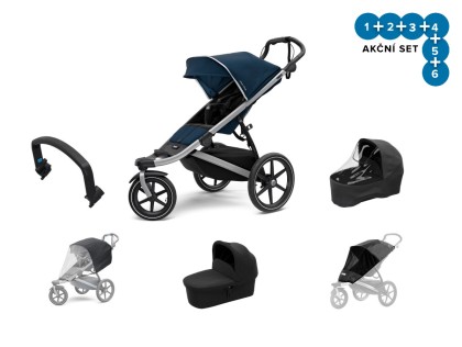 Náhled produktu - Thule Urban Glide 2 Alu / Majolica Blue 2021 + pláštěnka + ochranná síť + madlo + korbička + pláštěnka na korbičku