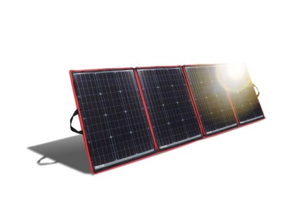 Náhled produktu - Solární panel rozkládací přenosný s PWM regulátorem 220W 12V/24V 212x73cm - do auta / na kempování