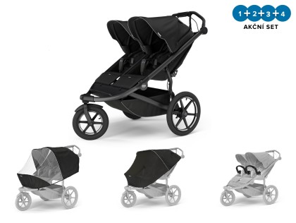 Náhled produktu - Thule Urban Glide 3 Double Black + pláštěnka double + moskytiéra double + 2x madlo