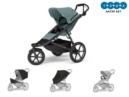 Náhled produktu - Thule Urban Glide 3 Mid-Blue + pláštěnka + moskytiéra + madlo