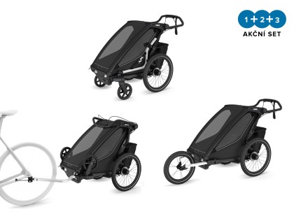 Thule Chariot Sport 2 G3 SINGLE Black + bike set + kočárkový set + běžecký set + DOPRAVA ZDARMA