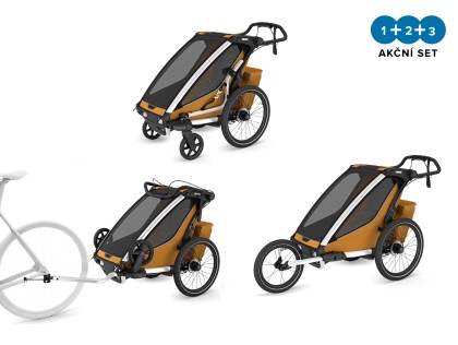 Thule Chariot Sport 2 G3 SINGLE Natural Gold + bike set + kočárkový set + běžecký set + DOPRAVA ZDARMA