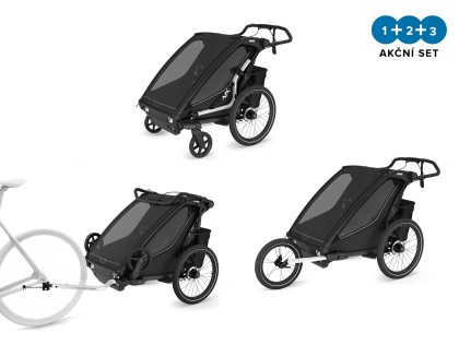Náhled produktu - Thule Chariot Sport 2 G3 DOUBLE Black + bike set + kočárkový set + běžecký set