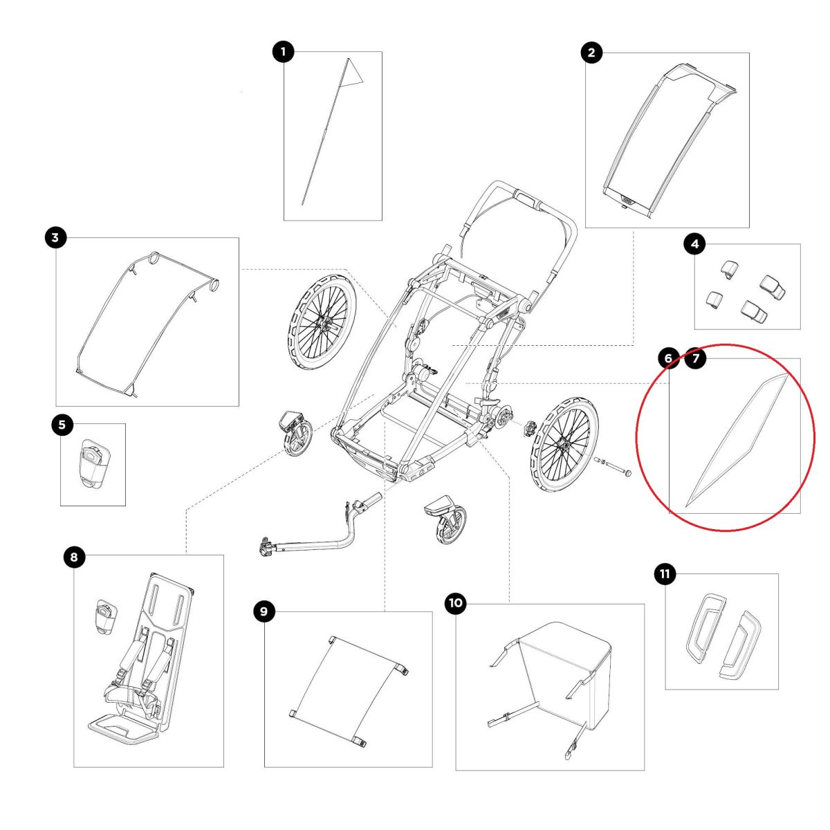 Náhled produktu - Thule Chariot Sport 2 - Zip-off window right 55186