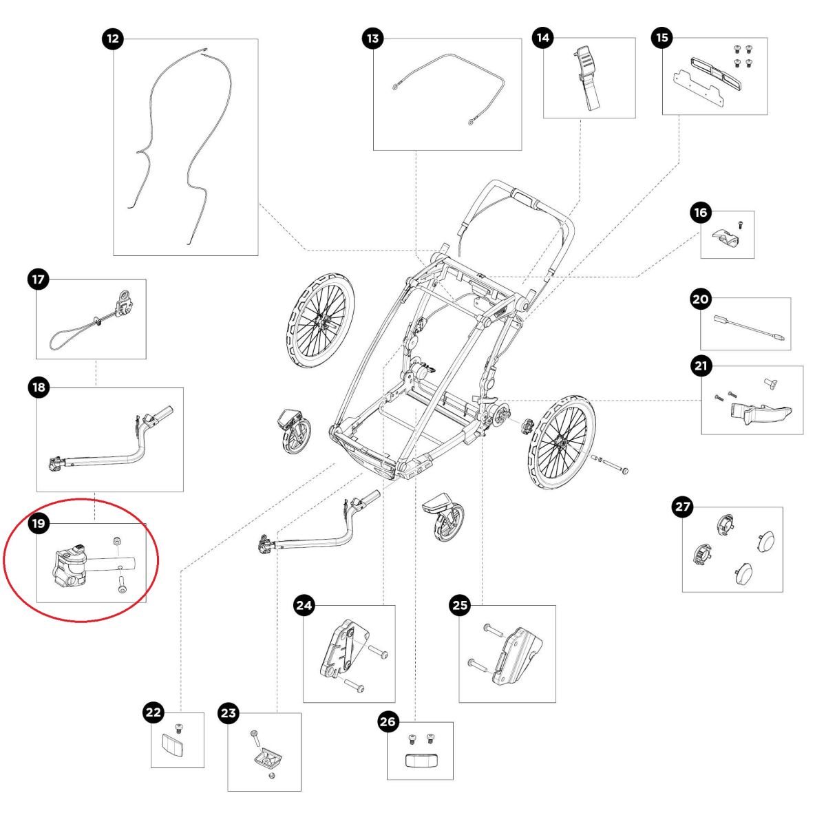 Náhled produktu - Thule Chariot 2 - Hitch horizontal attachment 55228