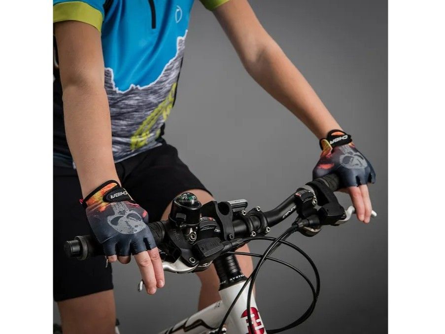 Náhled produktu - Cyklistické rukavice pro děti Cool Kids Lebka - L