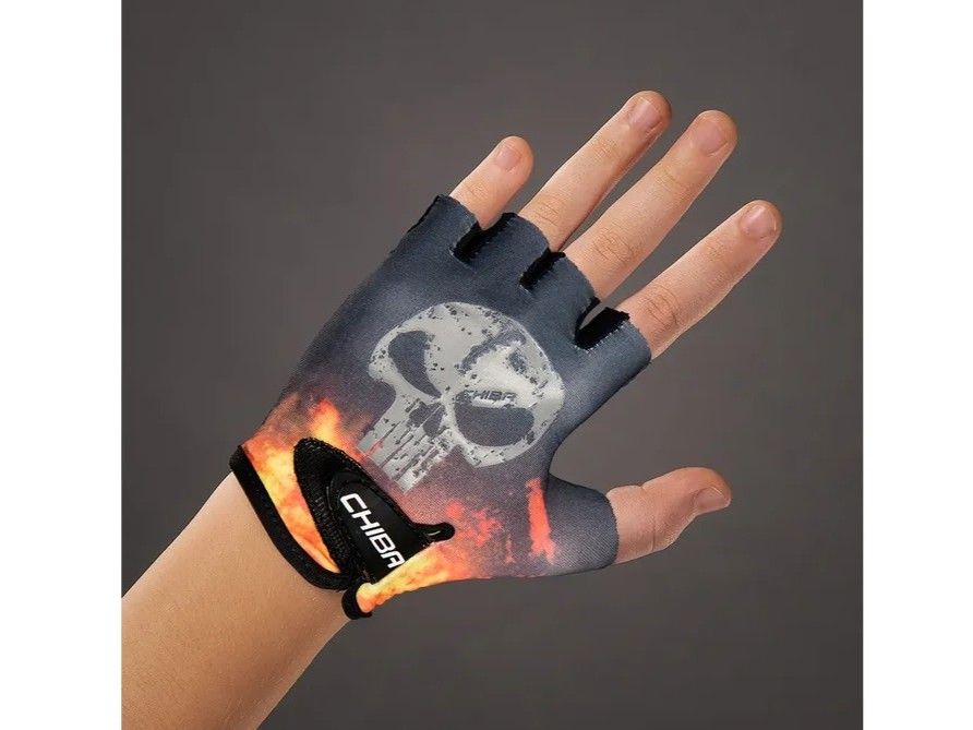 Náhled produktu - Cyklistické rukavice pro děti Cool Kids Lebka - L