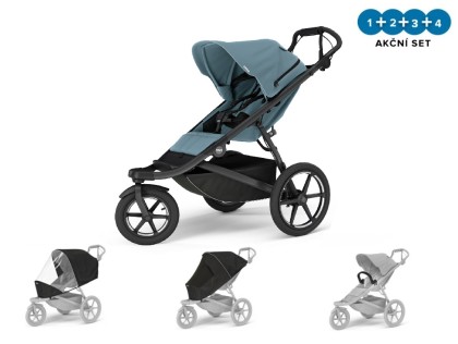Thule Urban Glide 3 Mid Blue - Magnetic Buckle  + pláštěnka + moskytiéra + madlo + DOPRAVA ZDARMA