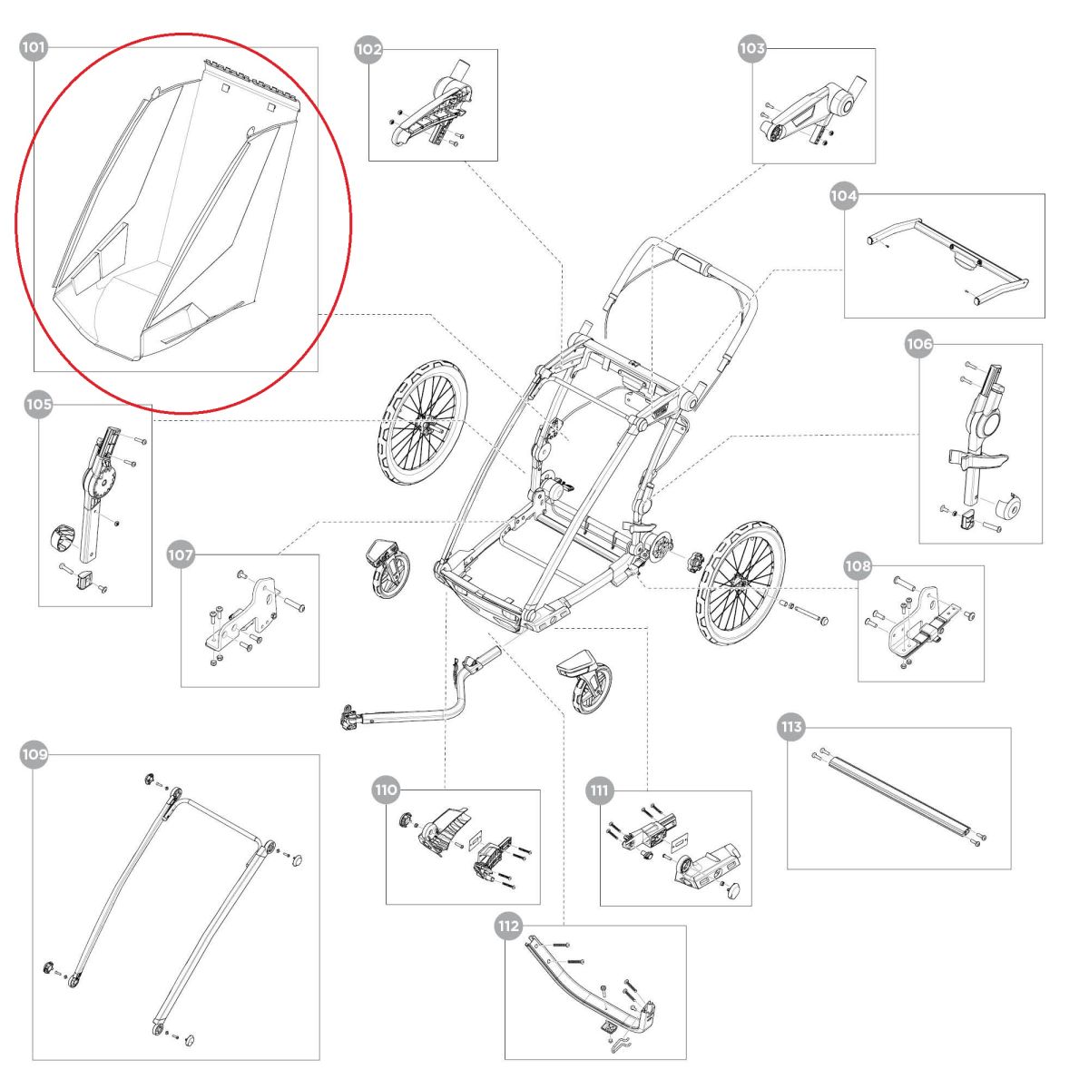 Náhled produktu - Body - single - black - Thule Chariot Sport 2