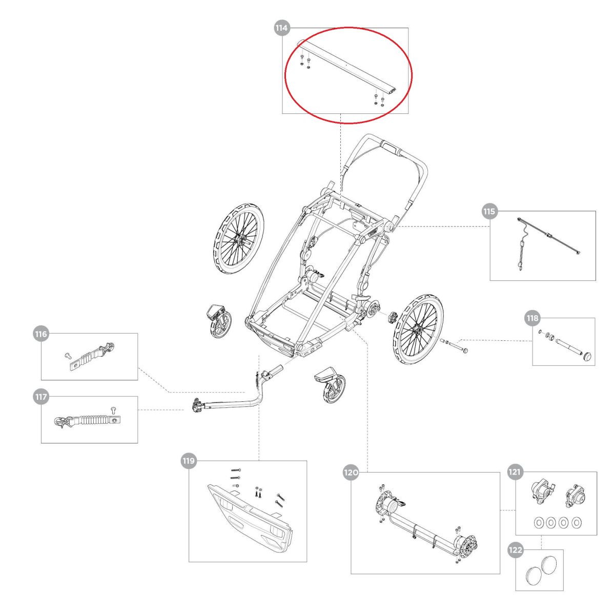 Náhled produktu - Accessory bar with lamp track - black - Thule Chariot Sport 2
