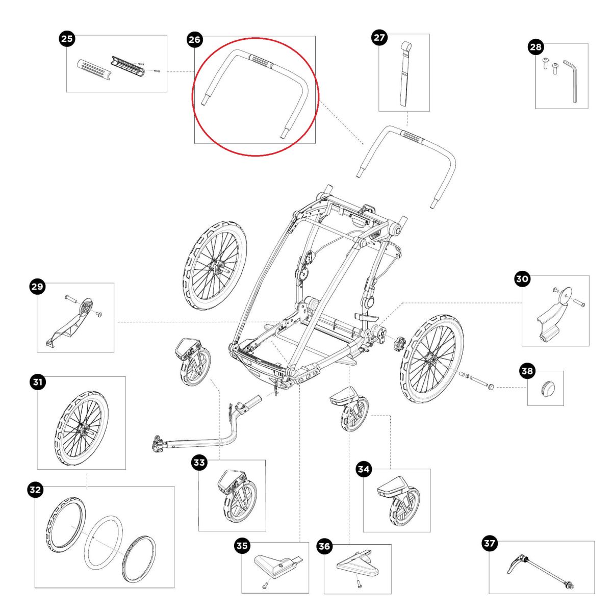 Náhled produktu - Handlebar - single - Thule Chariot Cross 2 55171