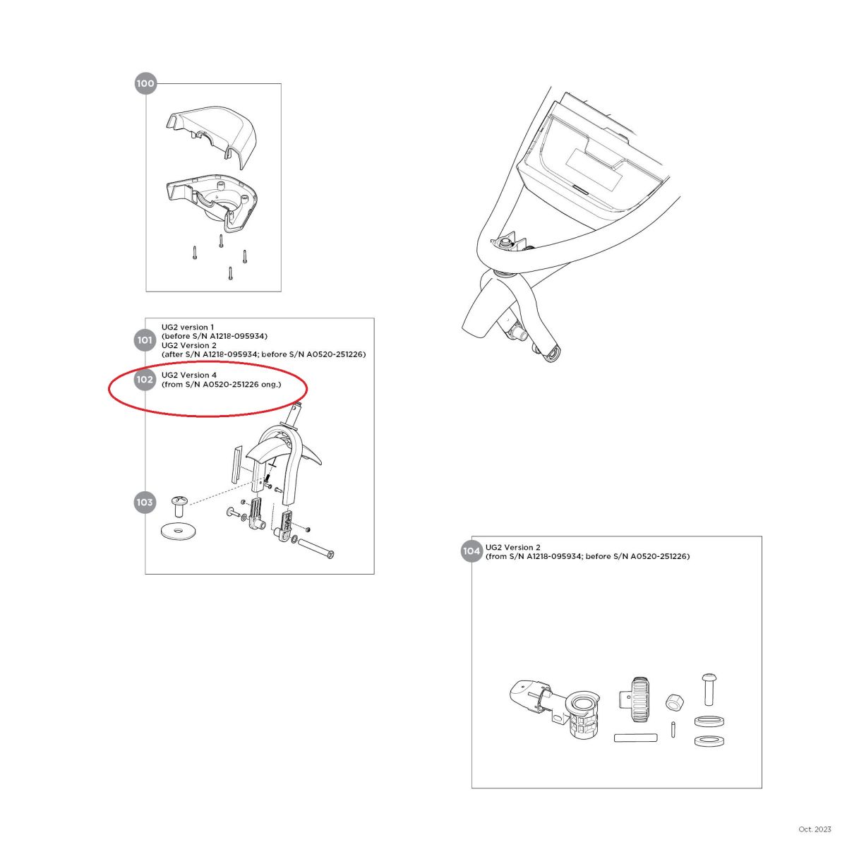 Náhled produktu - Front fork and caster assembly - single - Black - Thule Urban Glide 2 and Thule Urban Glide 3