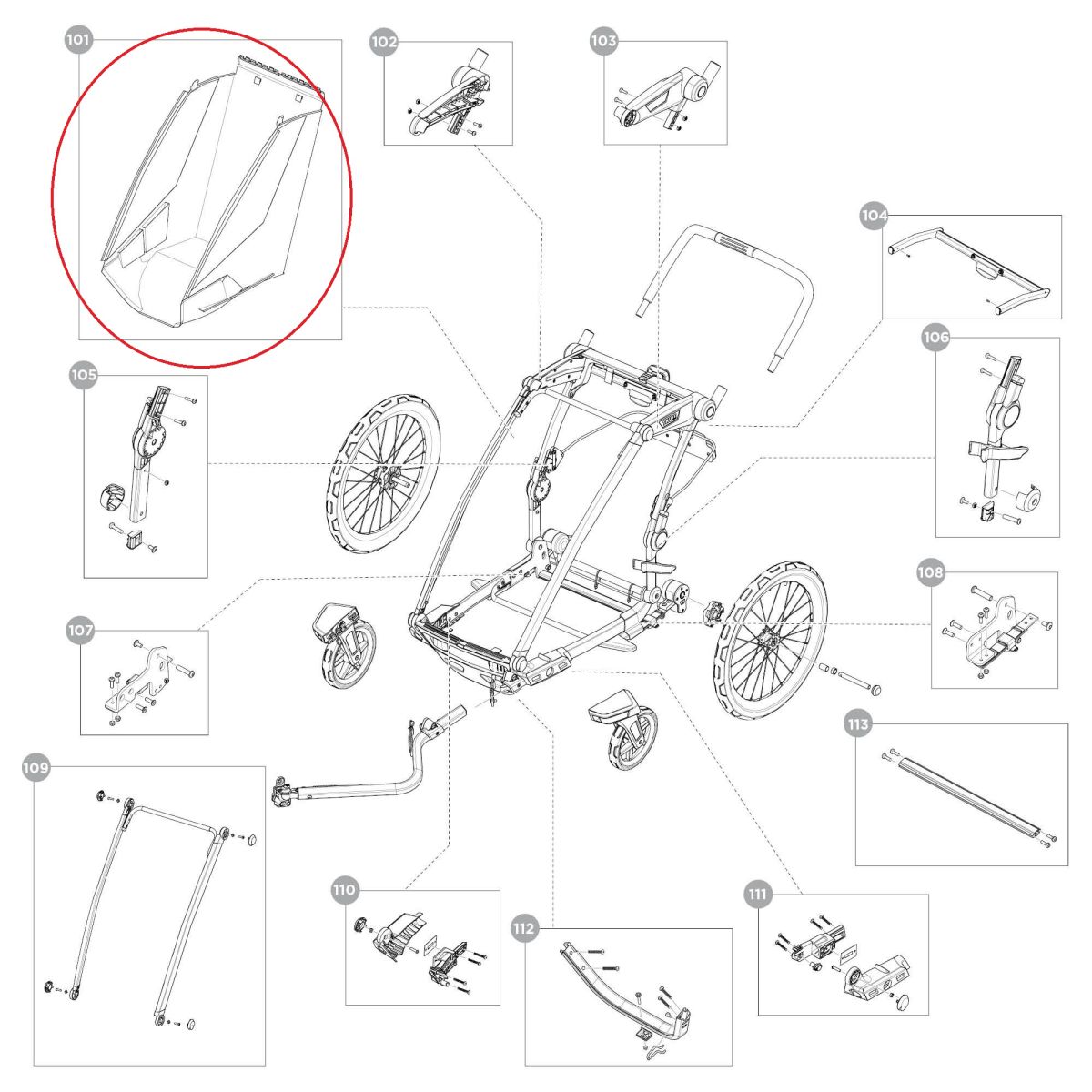 Náhled produktu - Thule Chariot Cross 2 - Body - single - dark slate 55238