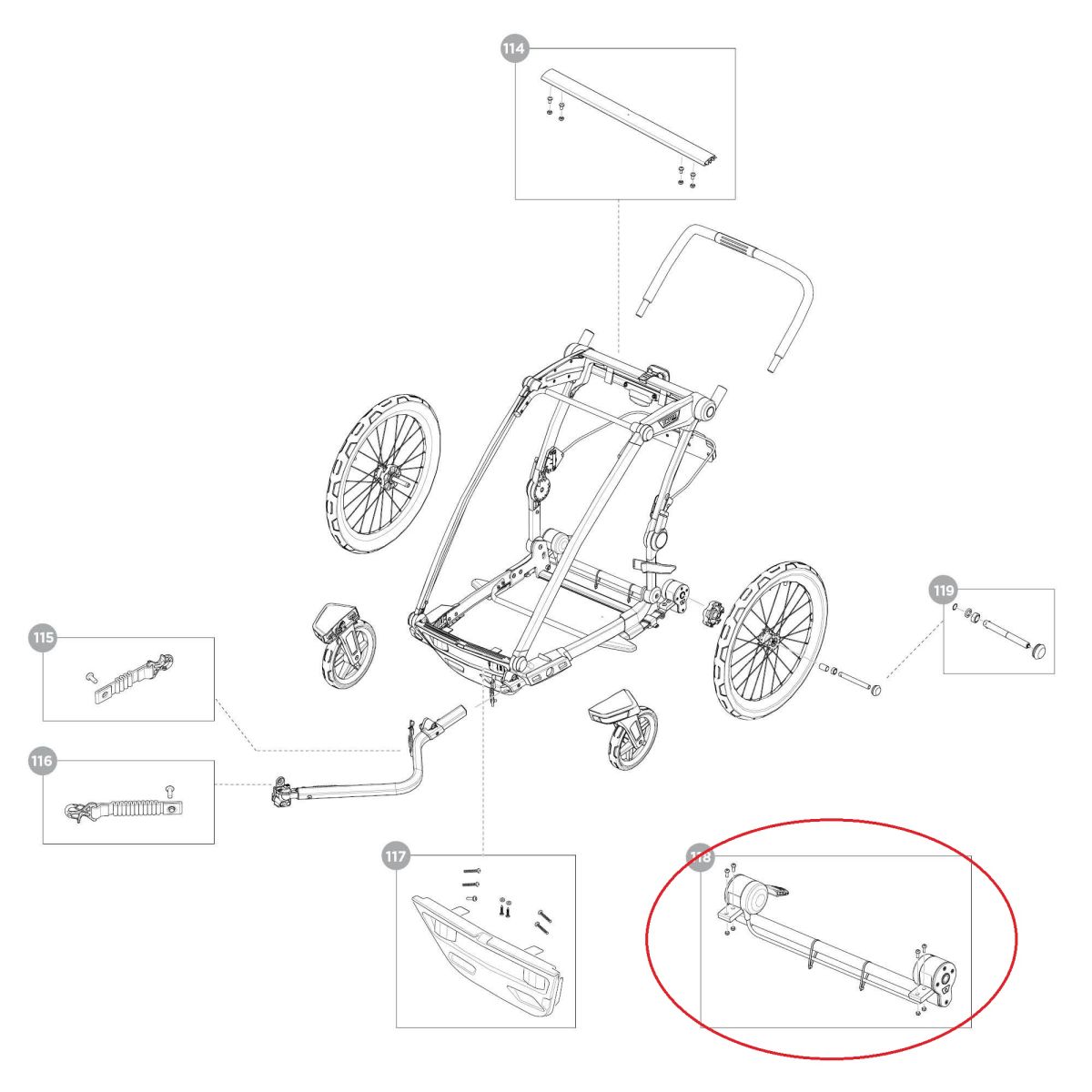 Náhled produktu - Thule Chariot Cross 2 - Axle rear - single 55269