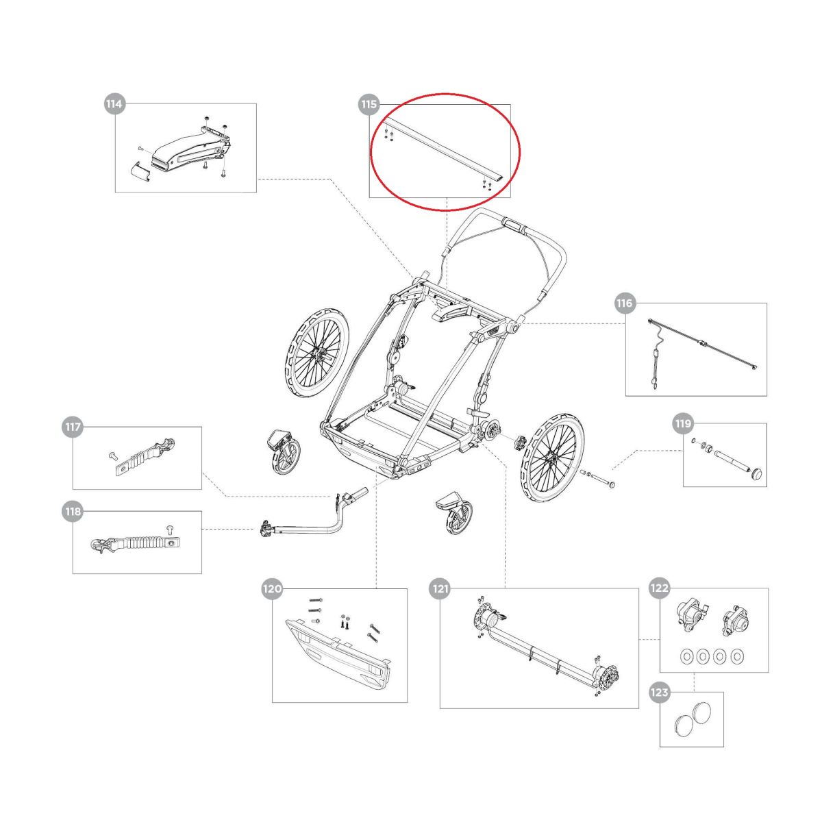 Náhled produktu - Thule Chariot Sport 2 - Accessory bar with lamp track - aluminum 55258