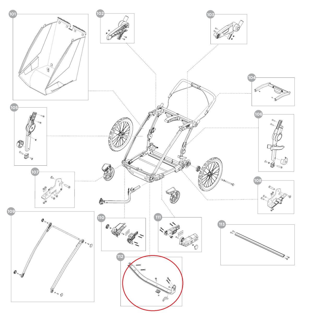 Náhled produktu - Thule Chariot Sport 2 - Double - Footwell assembly black 55246