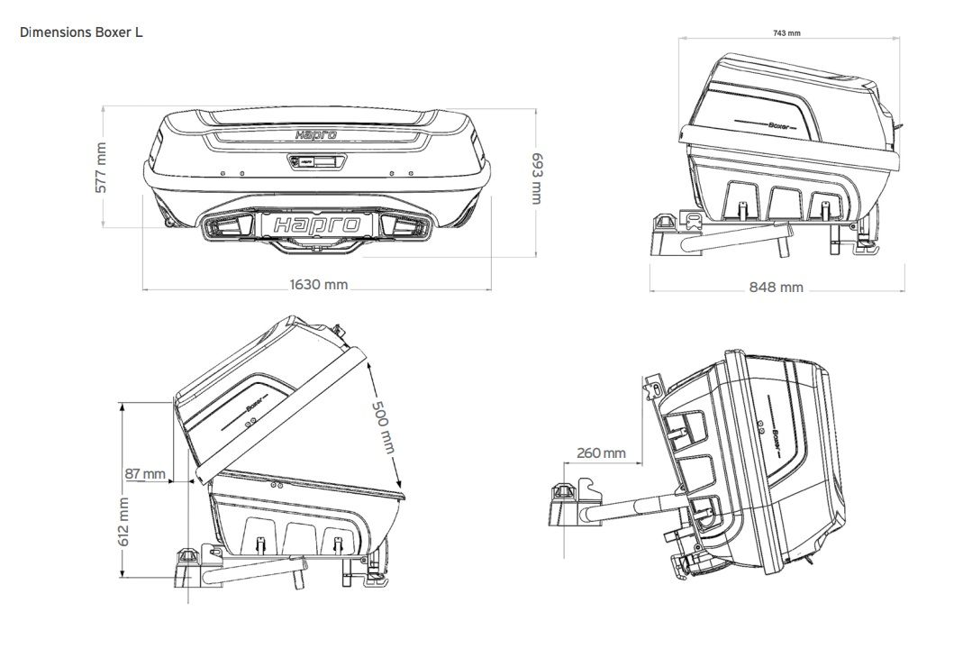 Náhled produktu - Zadní box Hapro Boxer L Hexagon Black +Hapro Boxer platform
