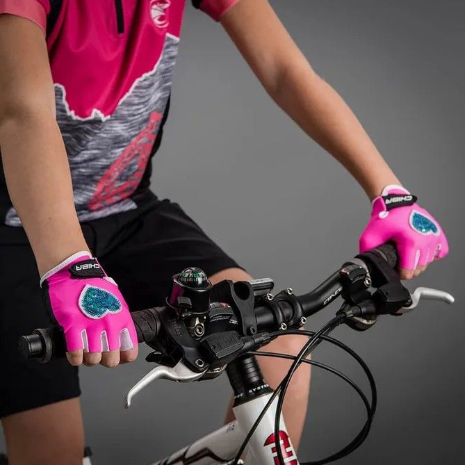 Náhled produktu - Cyklistické rukavice pro děti COOL KIDS Srdce - S