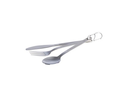 STANLEY Wildfare Pro Stainless Steel Cutlery - jídelní příbor set- vidlička+ nůž+ lžíce na karabině
